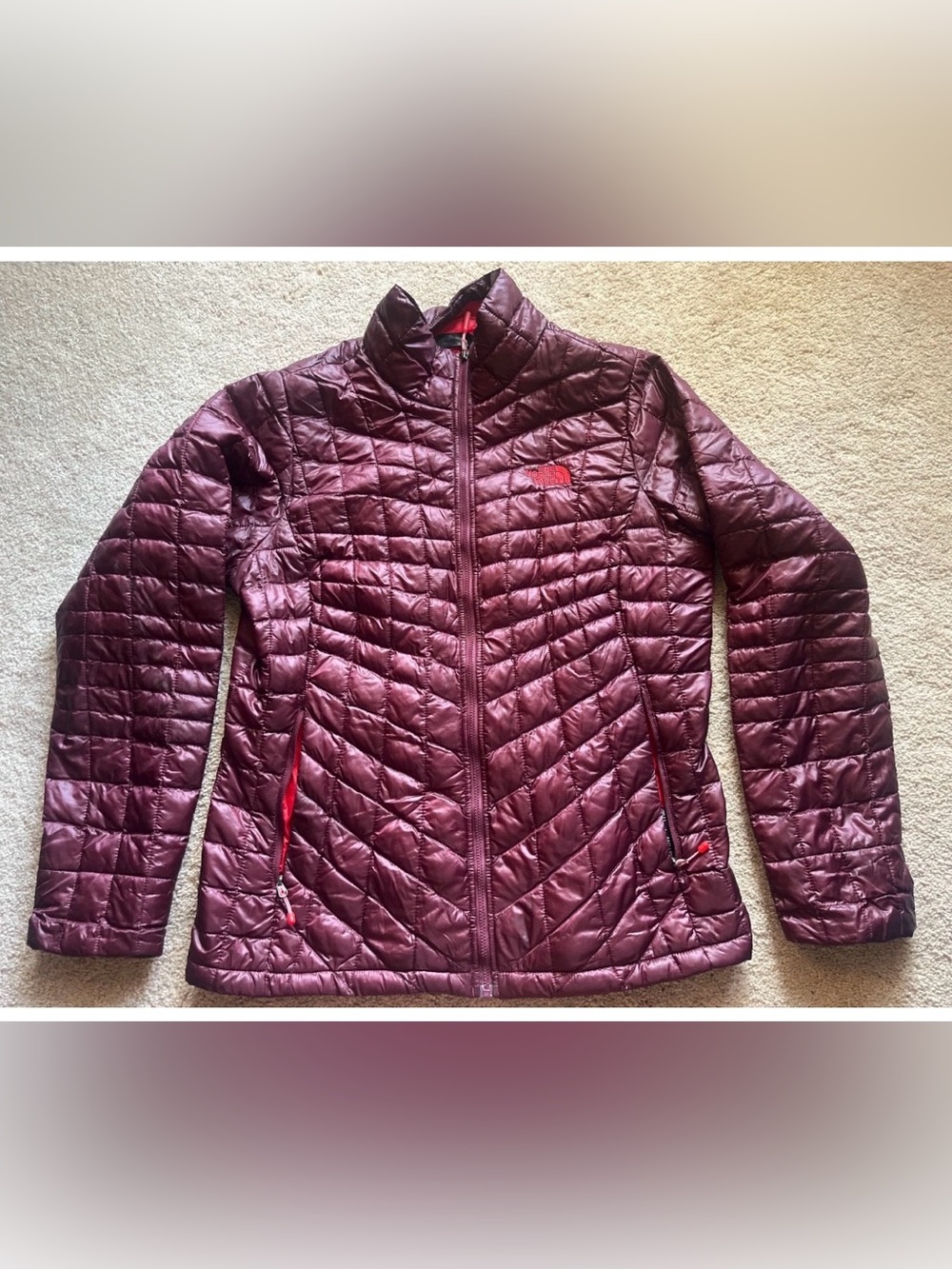 THE NORTH FACE ~ women's quilted jacket ~ Size Large L ~ Lightweight Burgundy